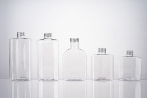 6 Plastic Square Beverage Bottles