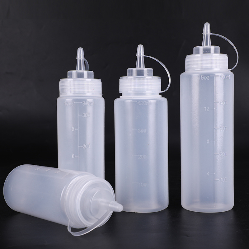 Salad Dressing Spout Squeeze Bottle Commercial Oil Pot 450ml Empty Seasoning Jars Plastic Bottles For Cooking Oil