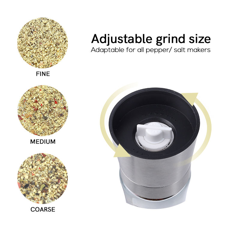 MAYSURE Kitchen Ware High Quality 304 Stainless Steel 180ml Eco-Friendly Glass Jar Salt Pepper Mill Grinder Spice Container - Image 4